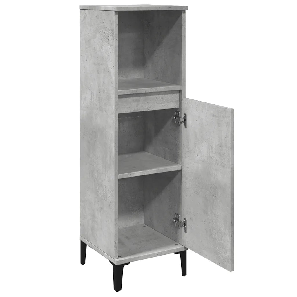 Armadietto da Bagno Grigio Cemento 30x30x100 cm in Truciolato