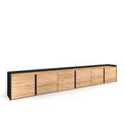 Mobile TV Soggiorno, 309x50x35 cm, Per TV fino a 80", Mobile Soggiorno, Rovere e nero