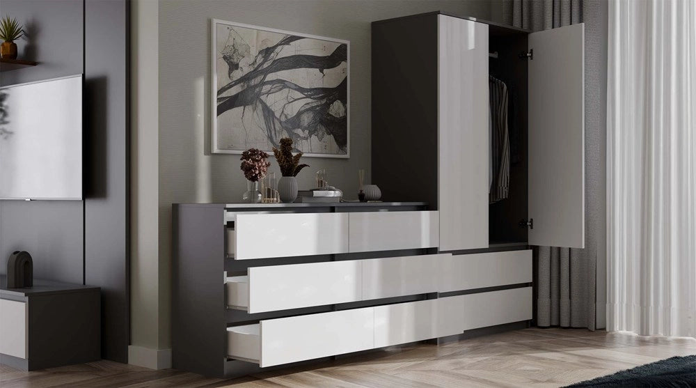 Armadio MALWA SS-90 antracite bianco guardaroba