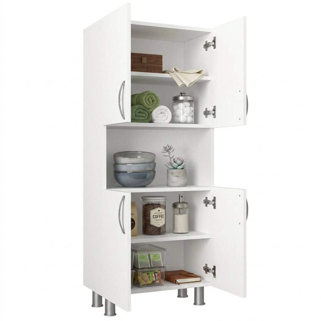 Armadio multiuso grande Tchoo, Mobile multifunzionale, Mobiletto scarpiera, Guardaroba porta scarpe, 60x30h140 cm, Bianco