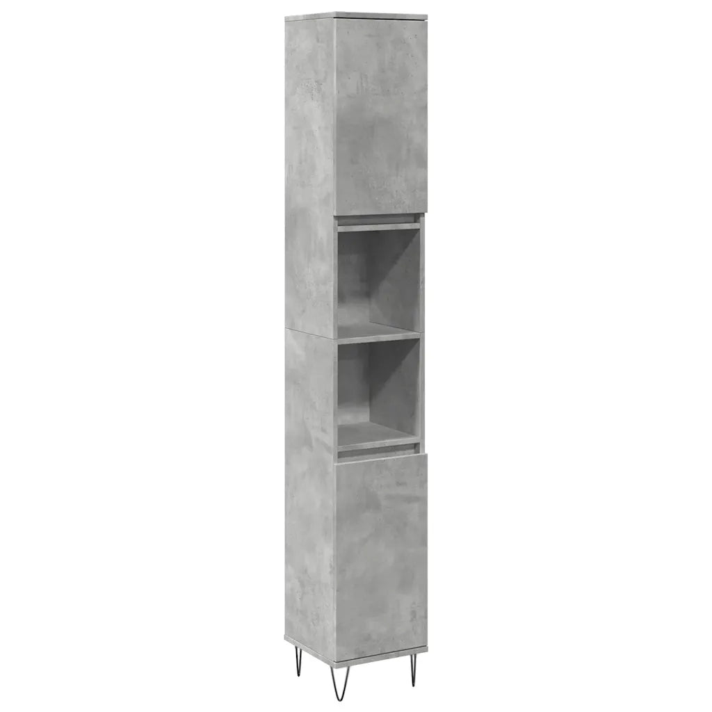 Armadietto Bagno Grigio Cemento 30x30x190 cm Legno Multistrato 857198