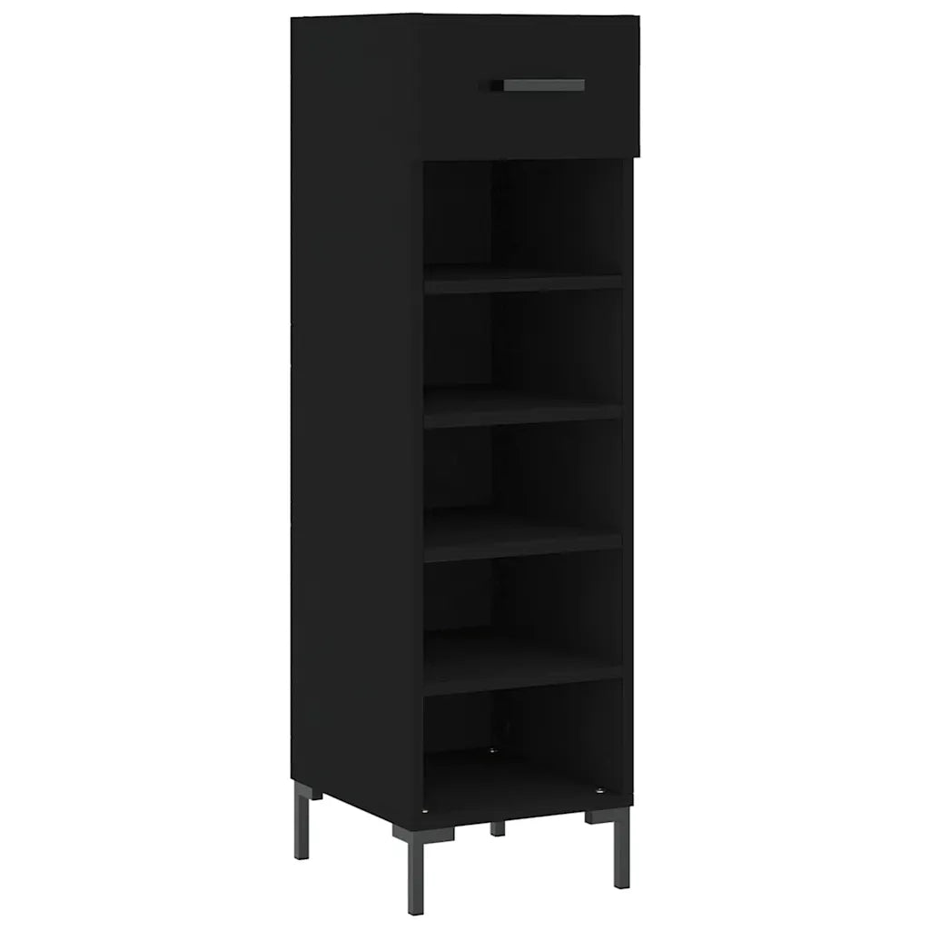 Scarpiera-Scaffale per scarpe Nera 30x35x105 cm in Legno Multistrato 782394