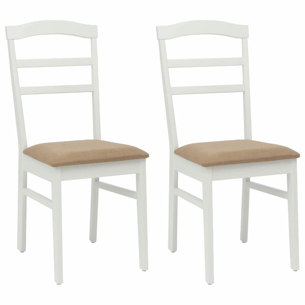 Sedia da pranzo 2 pcs Bianco e marrone Legno di gomma solido
