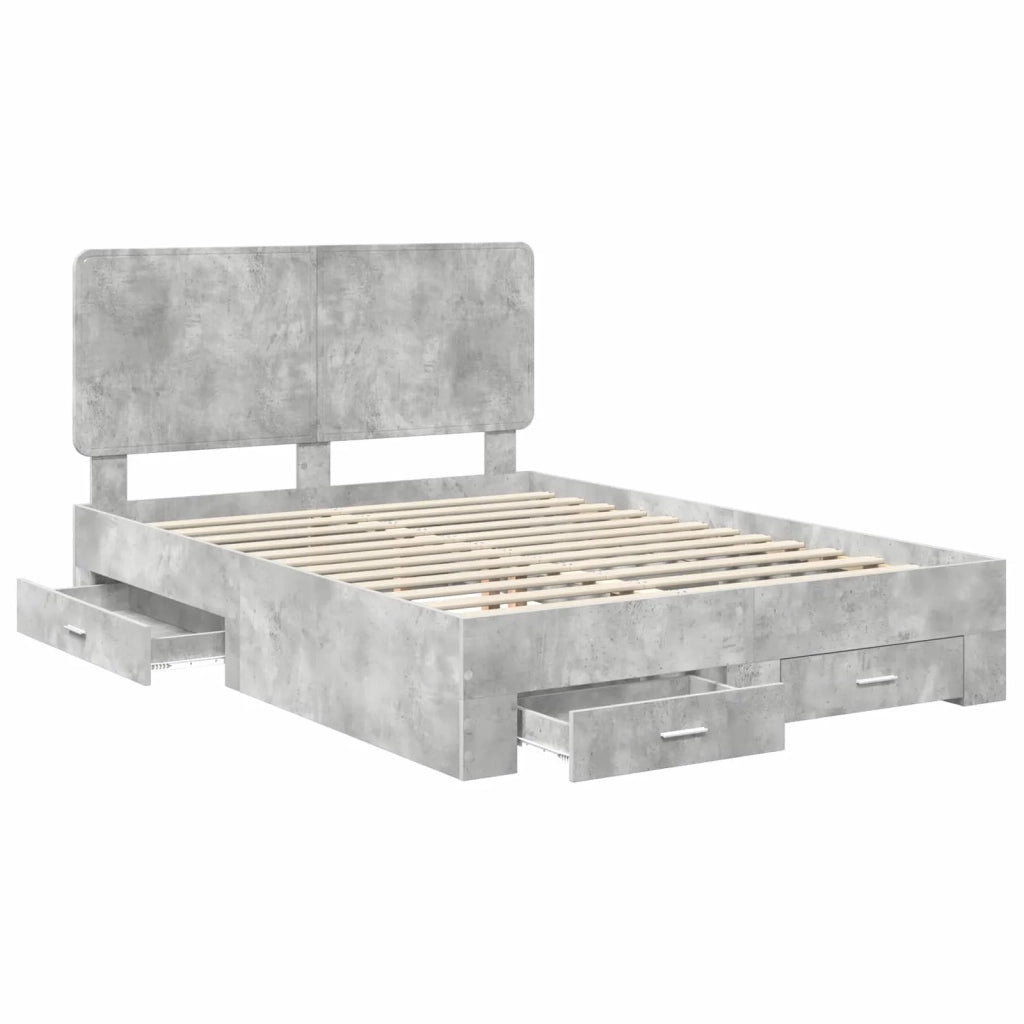 Struttura del letto con testiera Grigio cemento 140 x 190 cm