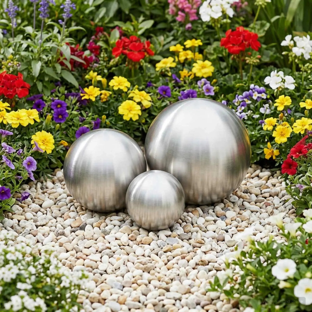 Palla Spazzolata 3 pcs Ø 20 cm Argento Acciaio Inossidabile 201 42008420