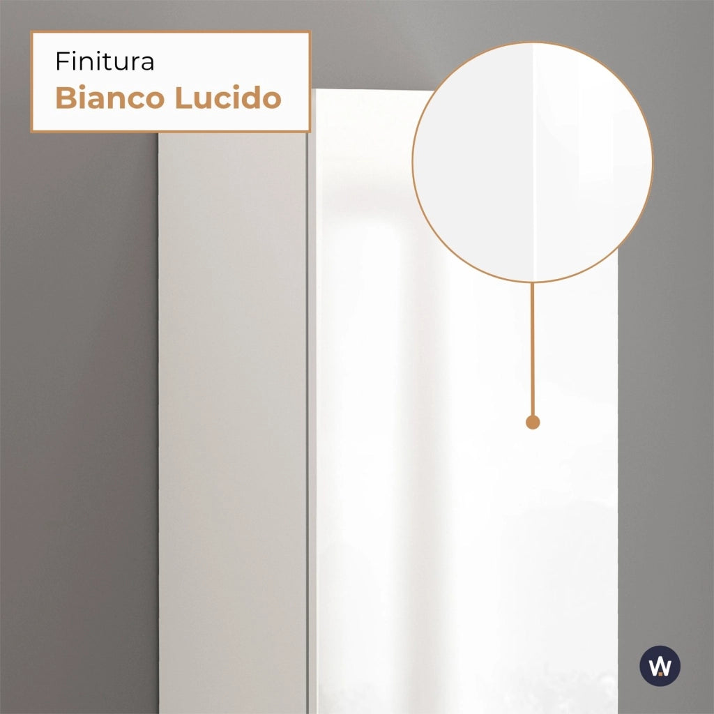 WHOUS Armadio a colonna Egypt con 1 anta e 3 ripiani bianco lucido 45x34,2x190 cm