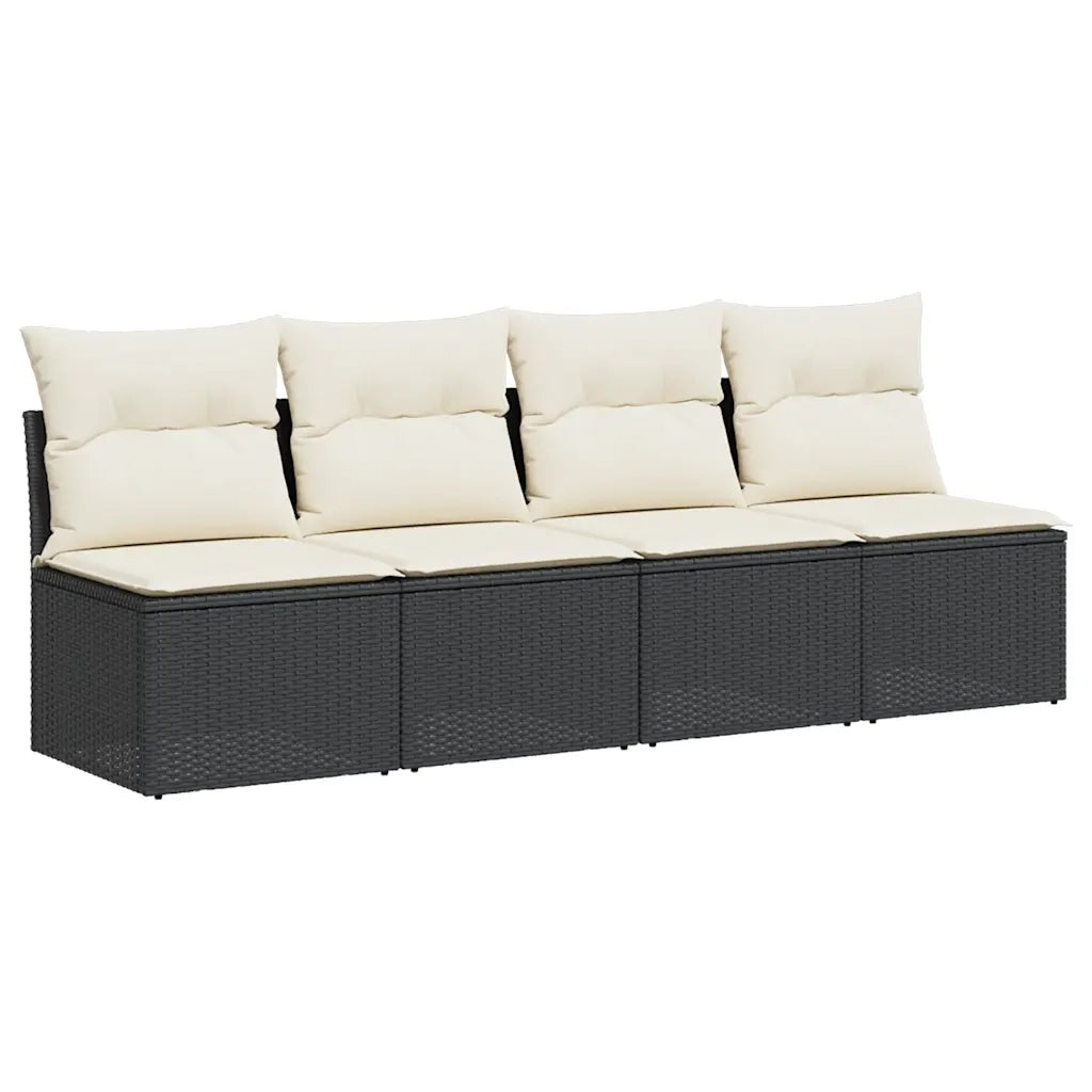 Divano da Giardino con Cuscini a 4 Posti Nero in Polyrattancod mxl 87722