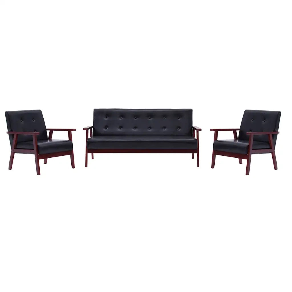 Set di Divani 3 pz Nero in Similpelle cod mxl 13769
