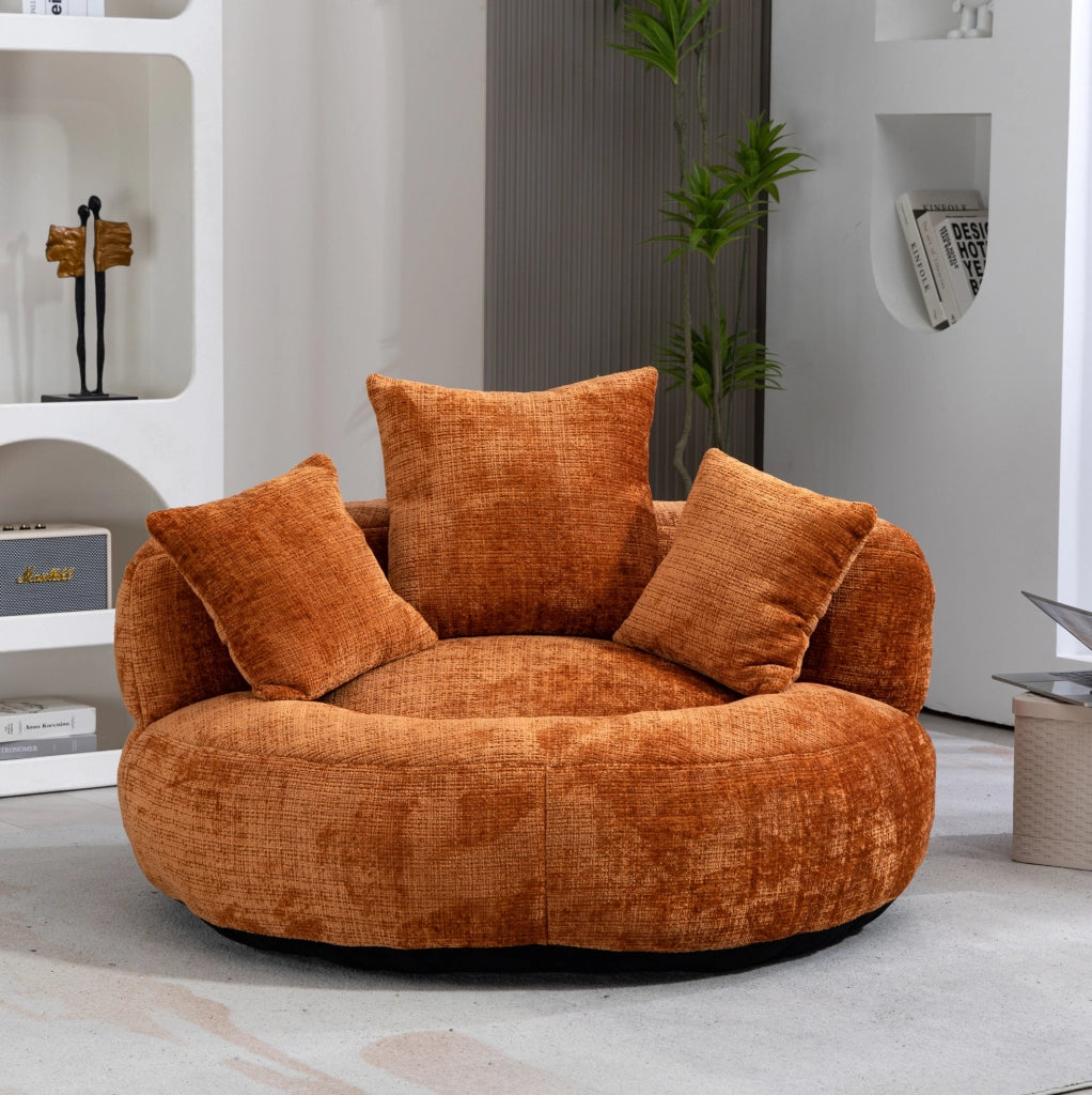 Sitzsack Lazy Sofa in Chenille Arancione 108 x 108 x 52 cm