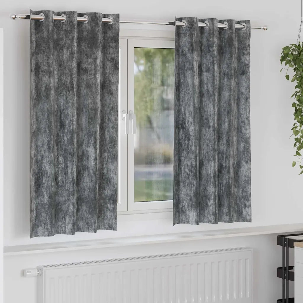 Tende in Velluto con tende 2 pcs Grigio 175 x 140 cm Velluto 4107654