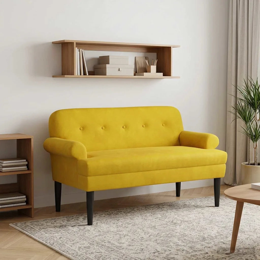Loveseat con bottoni imbottiti Giallo 120 x 66 x 78 cm Velluto 42041835