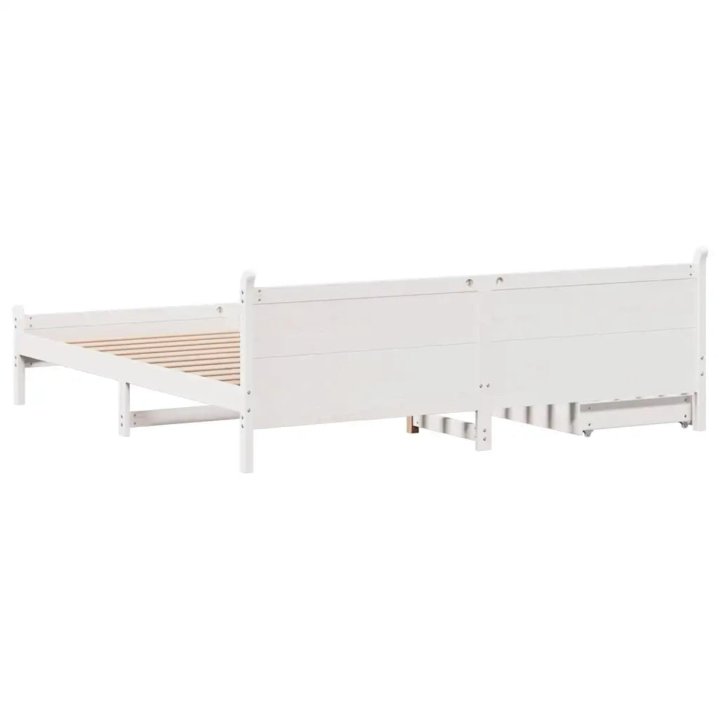 Giroletto senza Materasso Bianco 200x200 cm Legno Massello Pino