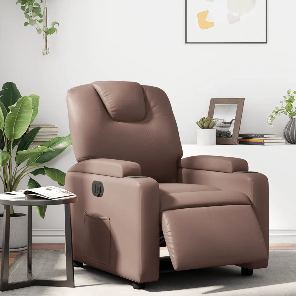 Divano Sedia-Poltrona Reclinabile Elettrica Marrone in Similpelle 298289
