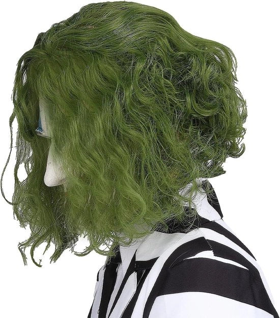 Maschera clown con capelli lunghi verdi per uomini | Maschera latex horror sorriso | Costumi Halloween adulti