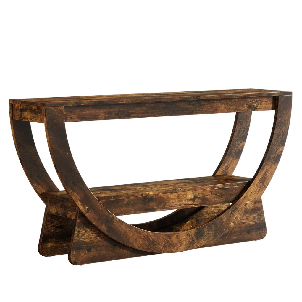 Mobile TV in MDF rustico marrone con 2 ripiani, 160 cm