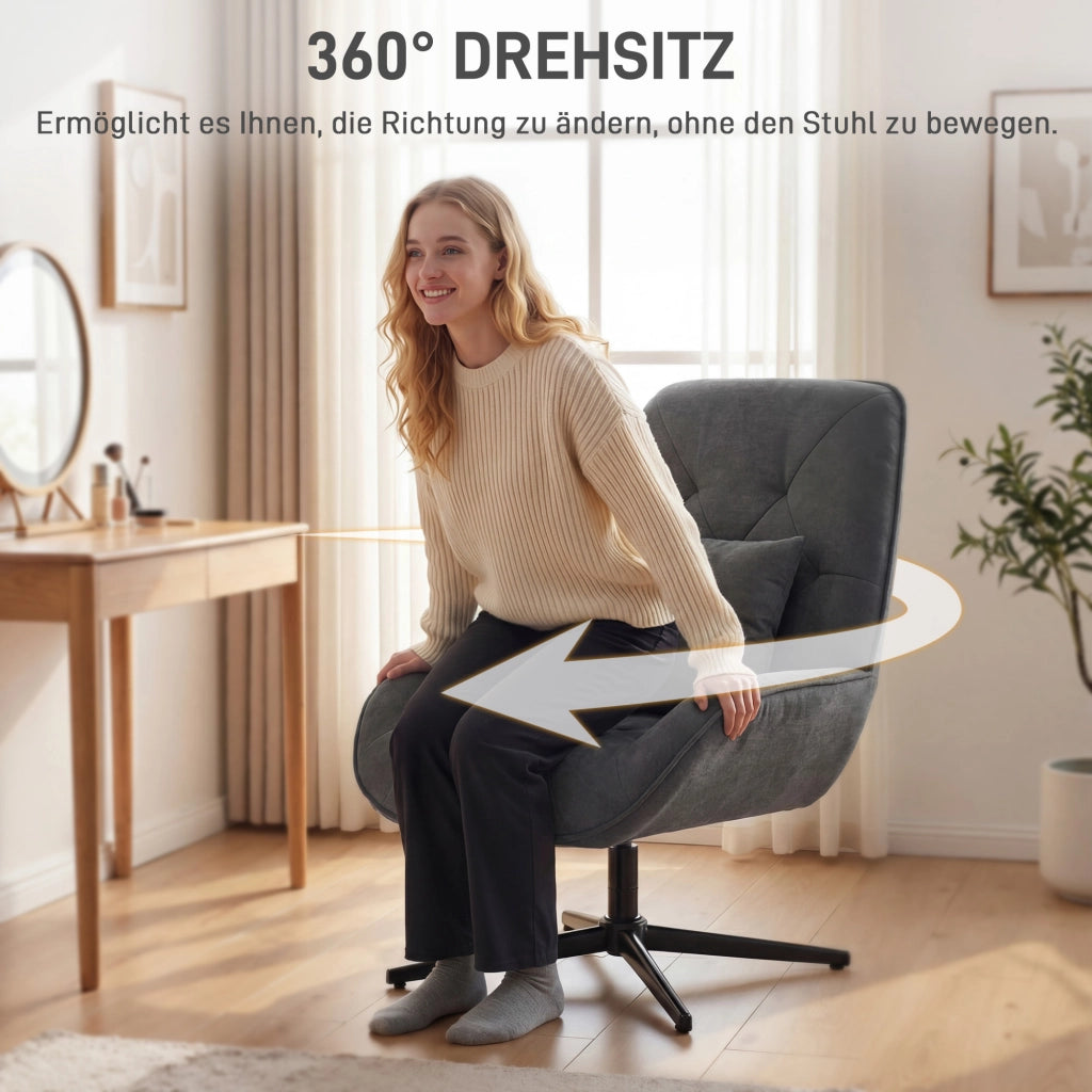 Poltrona girevole imbottita in chenille ¨C Minimal ¨C grigio scuro