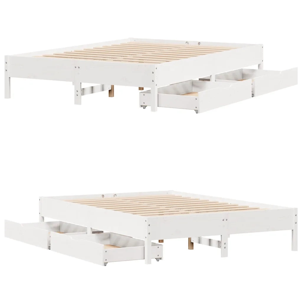 Letto senza Materasso-Struttura Letto Bianco 120x190 cm Legno Massello di Pino 186213