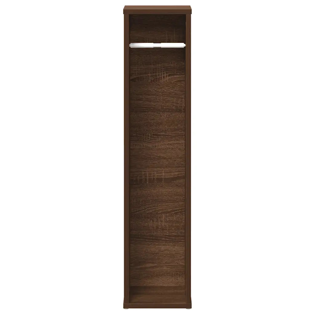 Mobiletto da bagno con portarotolo rovere Marrone 20,5x20x90 cm 858512