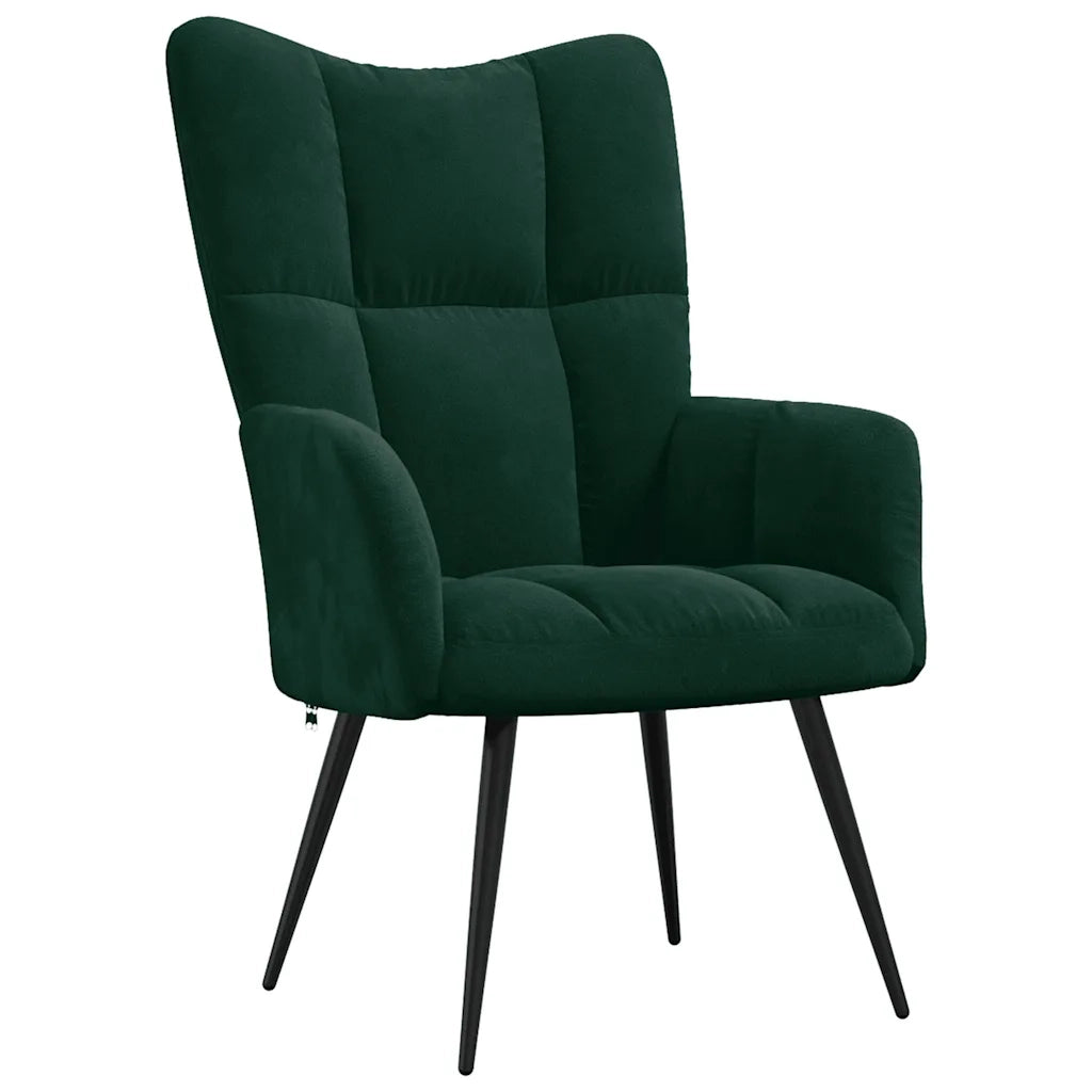 vidaXL Sedia Relax Verde Scuro in Velluto