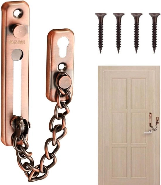 Chiusura di sicurezza per porta - catena di sicurezza - 1 pezzo - rosso - acciaio inossidabile 304