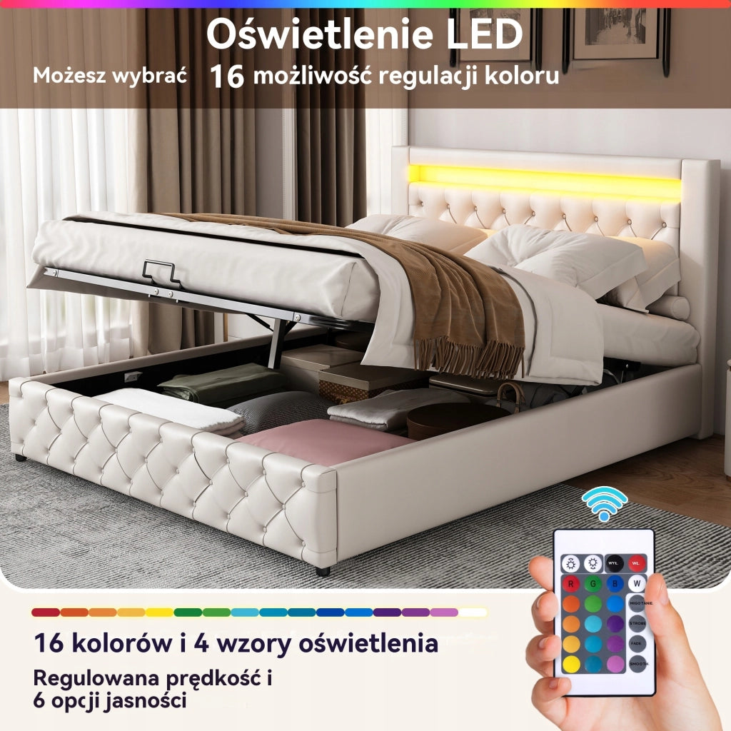 Letto con cassetto 140x200 - Xylo - Luci LED, sollevamento idraulico