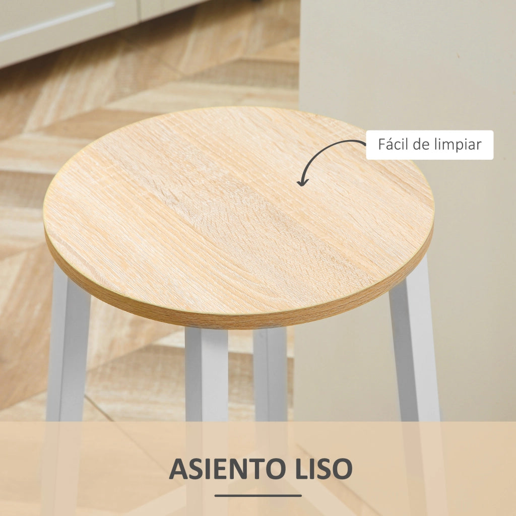 Set 2 sgabelli alti cucina ¨C zephmum ¨C melamina e acciaio 32.5x32.5x65 cm bianco naturale