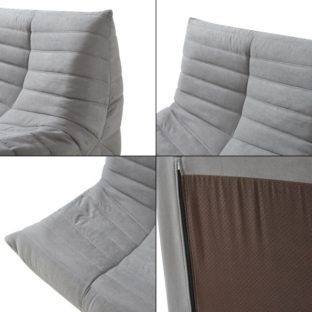 Poltrona Bassa Imbottita Kodsø con Rivestimento in Microfibra 75x90x100 cm - Grigio [en.casa]