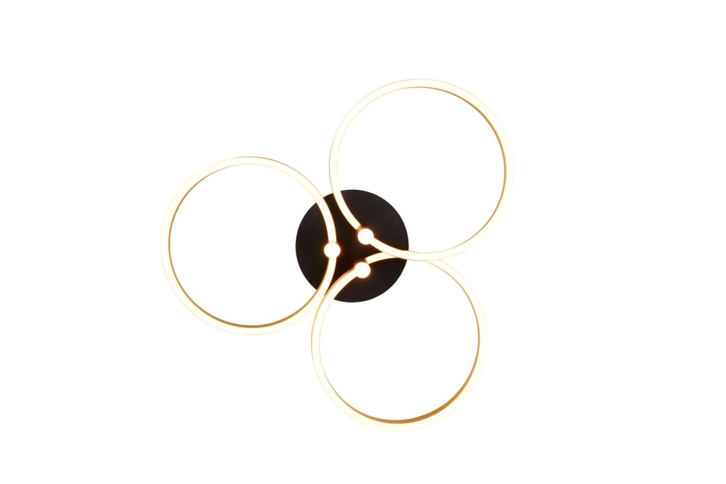 Plafoniera LED Caruso Trio oro/nero 43W dimmer CCT 65cm