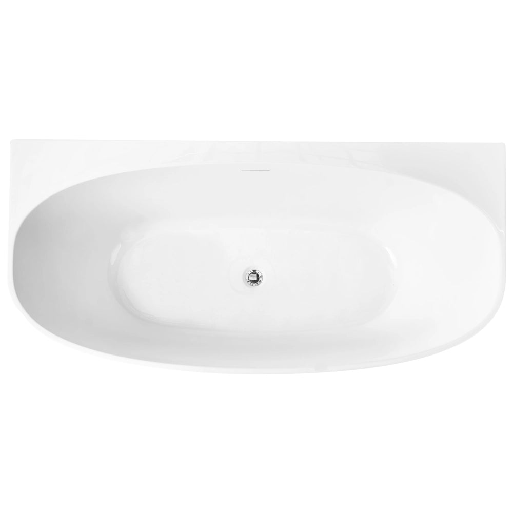 Vasca da bagno in acrilico ovale a filo parete 150 x 79 cm Bianca stile moderno