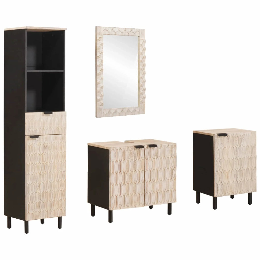 Set da Bagno con cassetto 4 pcs Finitura Bianco Lavato