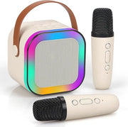 Macchina da Karaoke Portatile con Microfoni a Batteria e Luci Dinamica - Ideale per Attività a Casa e all'Aperto