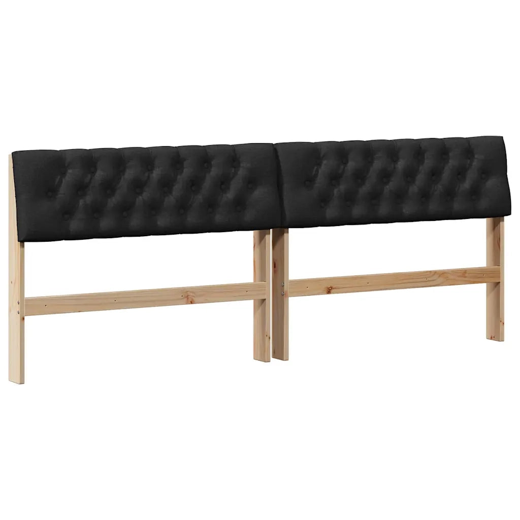 Testiera imbottita-Testiera con Cuscini-Testata Nero 200 cm Pino massello 888939