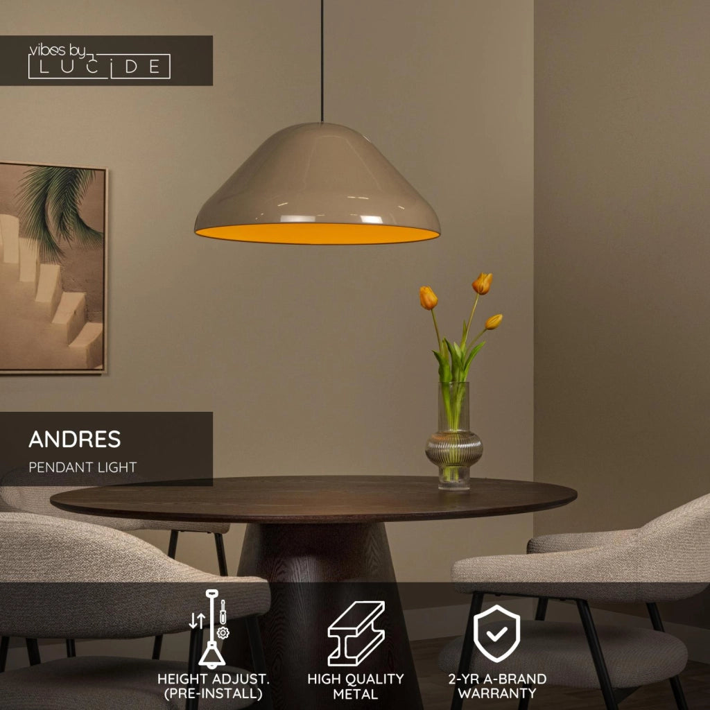 Lampada a sospensione ANDRES 1xE27 taupe metallo Lucide