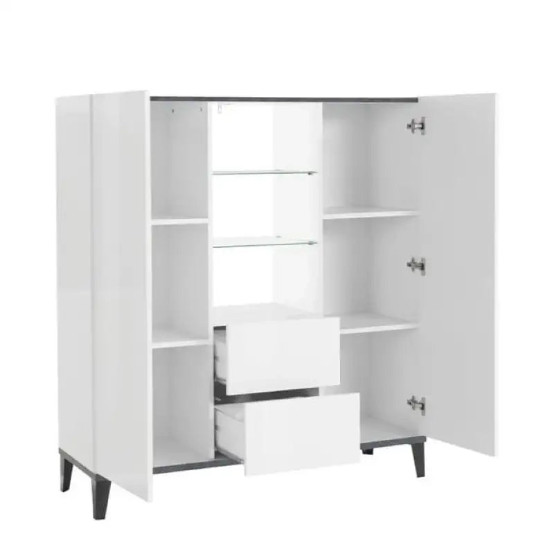 Madia vetrina 120x40cm 2 ante 2 cassetti ripiani in vetro design Valerie