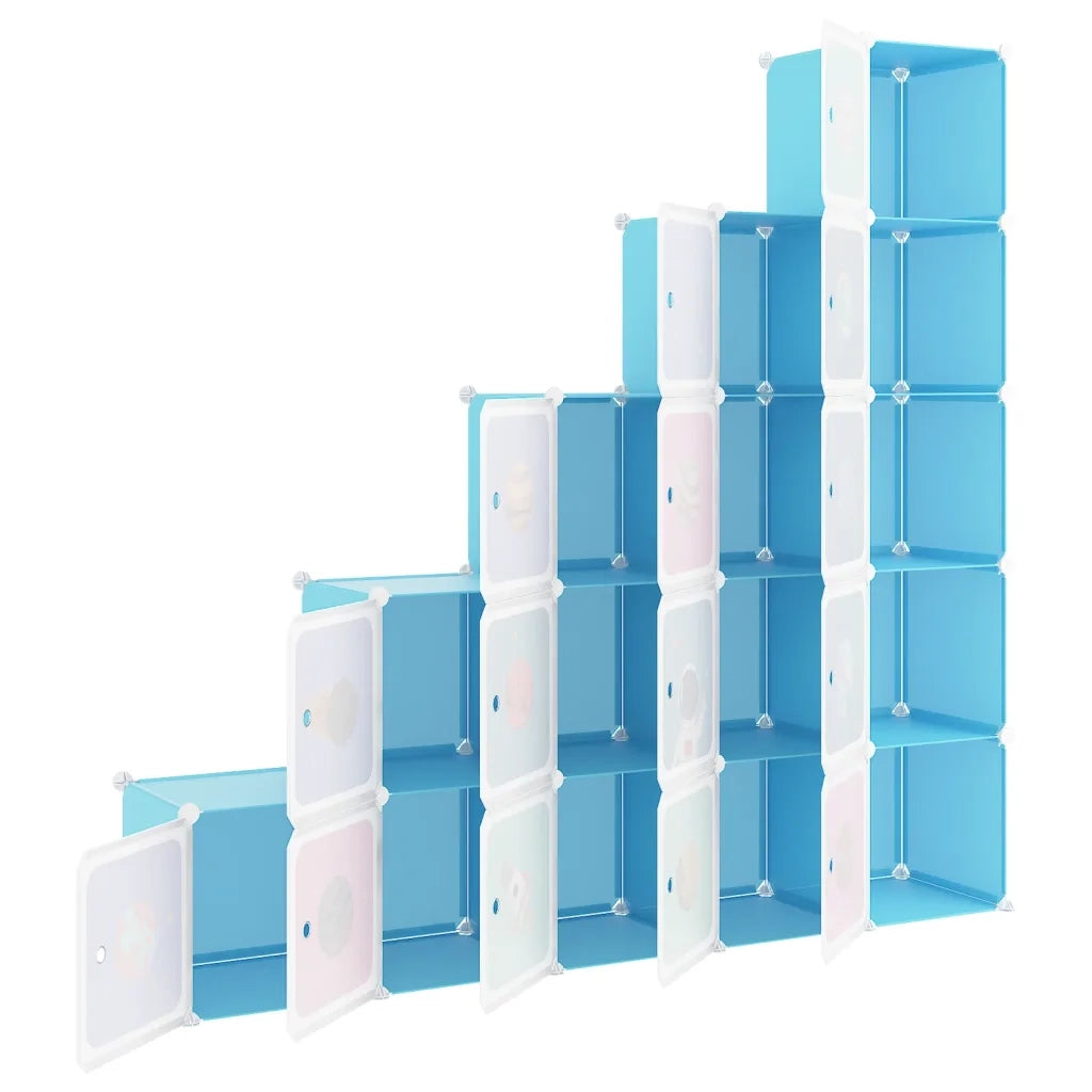 Scaffale Portaoggetti per Bambini con 15 Cubi Blu in PP CFW9691712