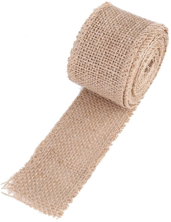 Seta Juta Rotolo - Decorazione Naturale - Larghezza 5 cm - Artigianato Riciclabile - Per Matrimonio e Natale - 3 Metri di Seta