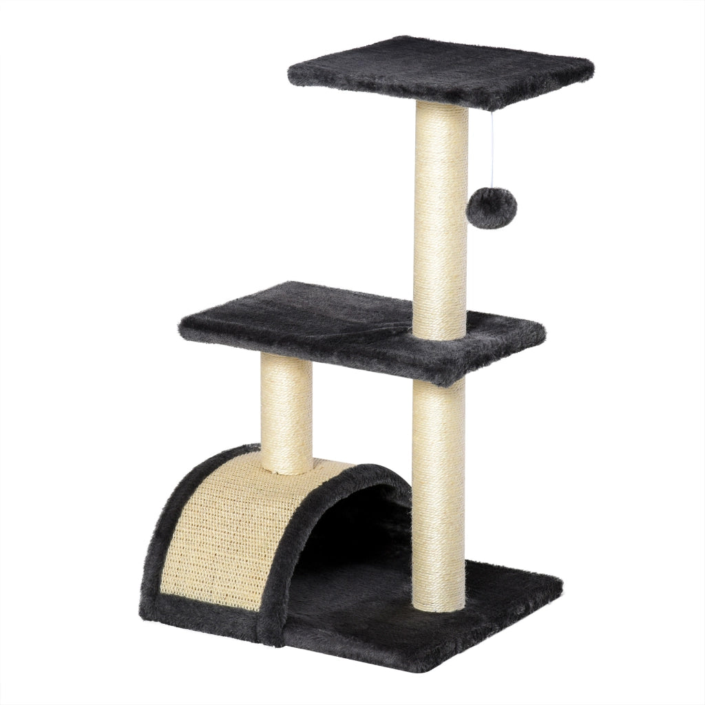 Albero tiragraffi per gatti con palla ¨C zephmum ¨C grigio scuro 72 cm