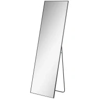 Specchio a Figura Intera da Parete o da Terra in Metallo e Lega di Alluminio, 50x2x161.5 cm, Nero
