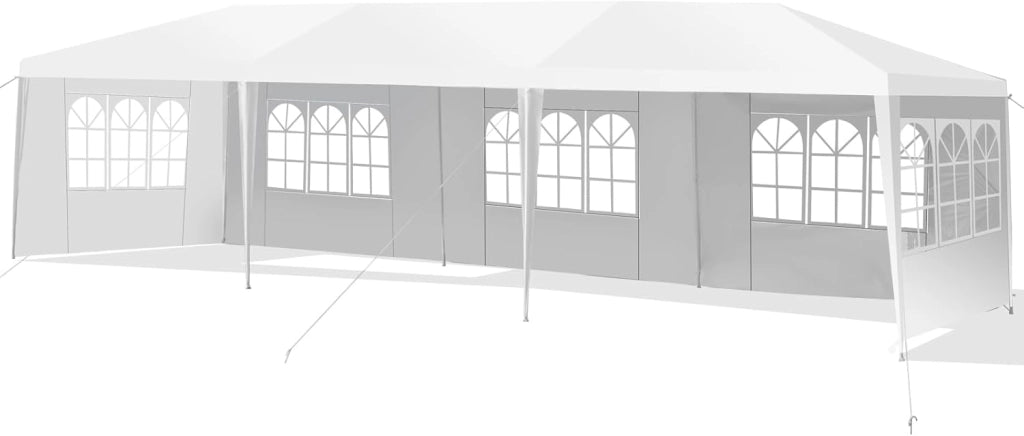 Gazebo da Giardino 3 x 9 m, Tendone per Feste con 5 Pannelli Laterali Rimovibili, Impermeabile Protezione UV, per Matrimonio Eventi e Barbecue