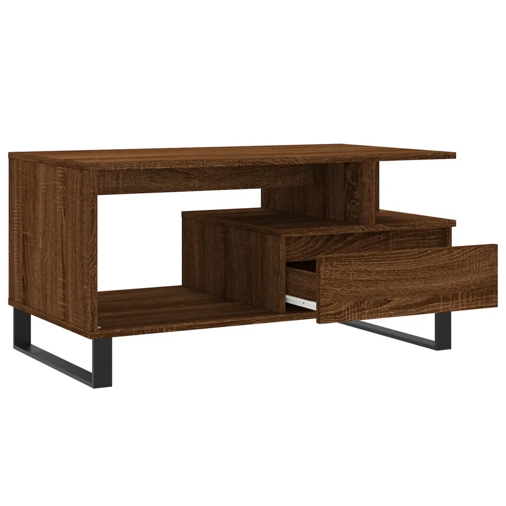 Tavolino Salotto Rovere Marrone 90x49x45 cm Legno Multistrato 831035
