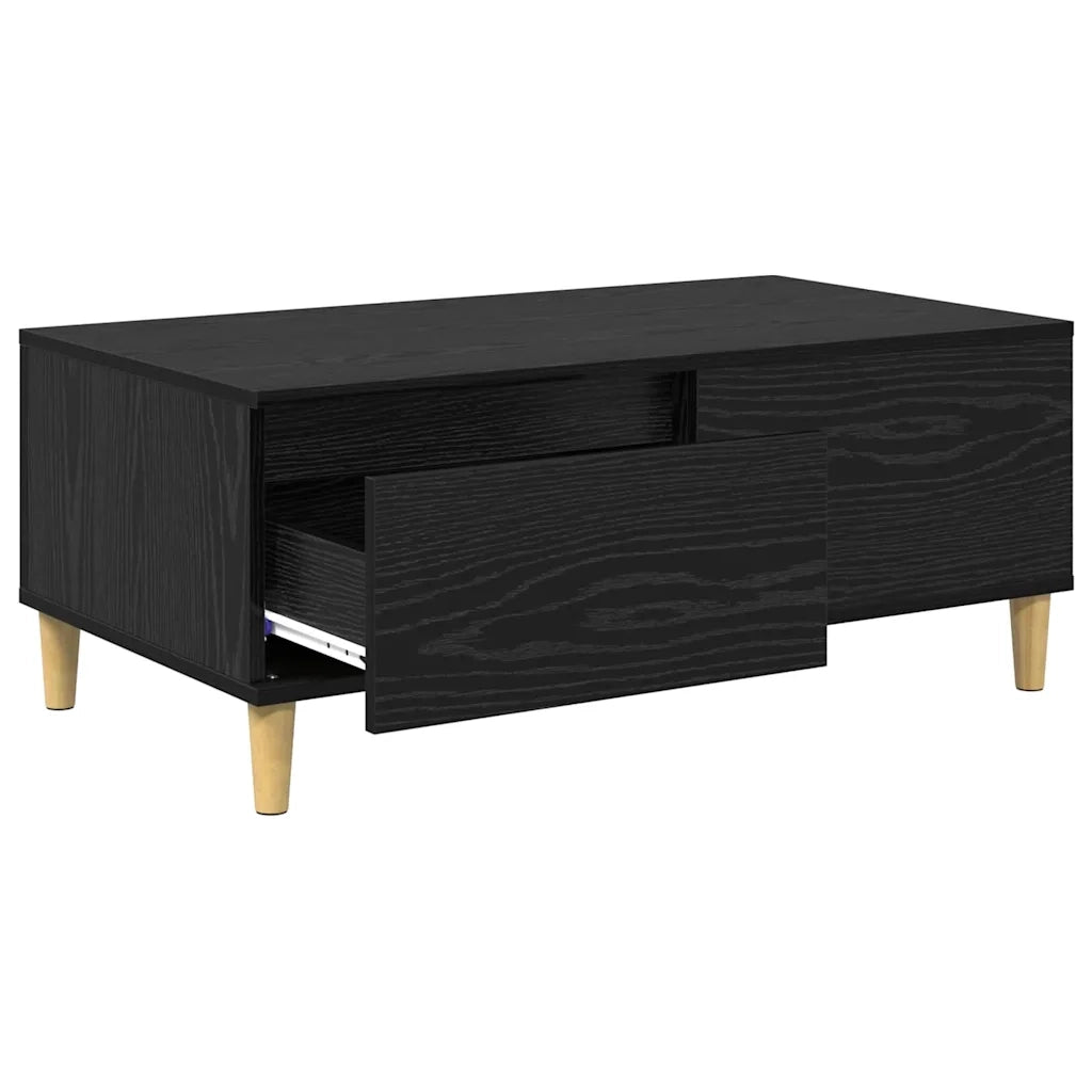 Tavolino da salotto con cassetto Rovere Nero 90 x 50 x 35 cm