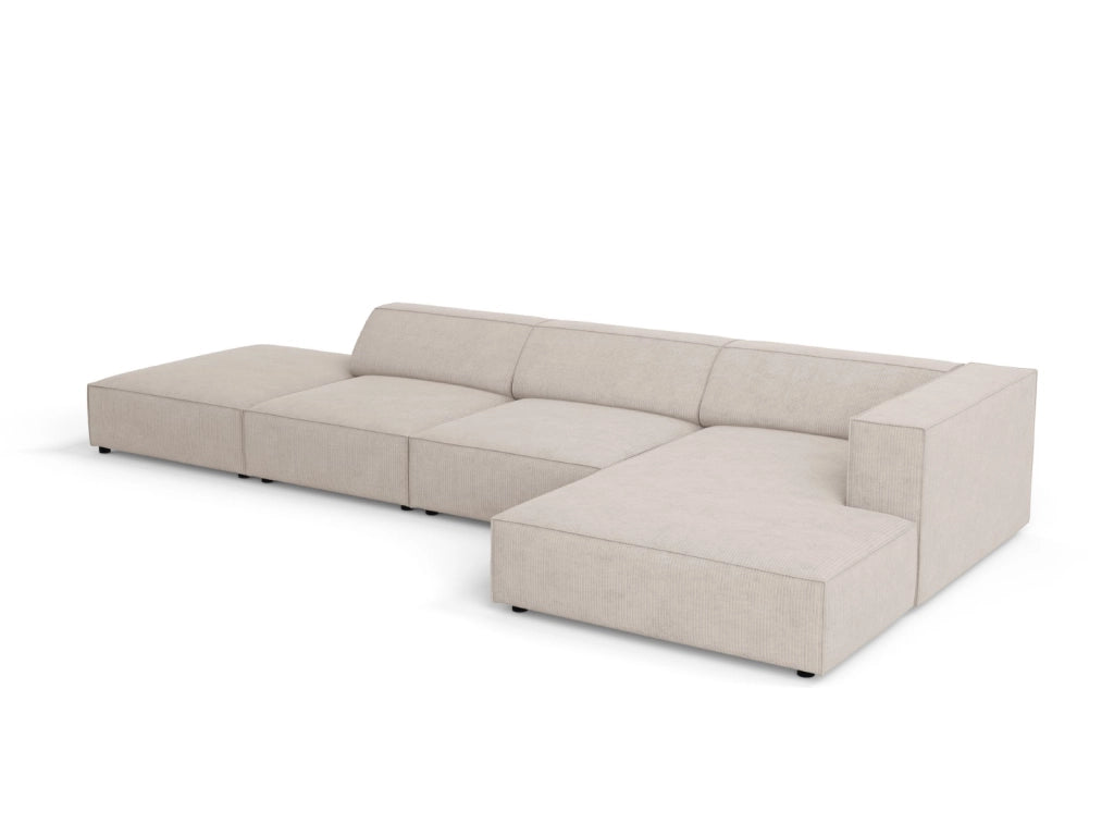 Cosmopolitan Design - Divano angolare destro "Arendal" 5 posti in ciniglia con effetto a coste beige scuro 