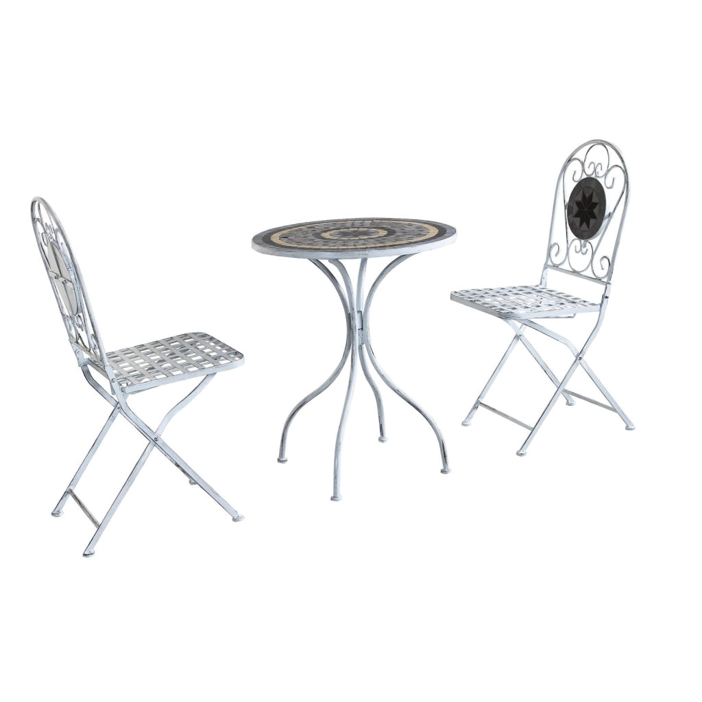 Set tavolo con 2 sedie stile provenzale in Acciaio Cemento cm 60x60x72 - BRETT