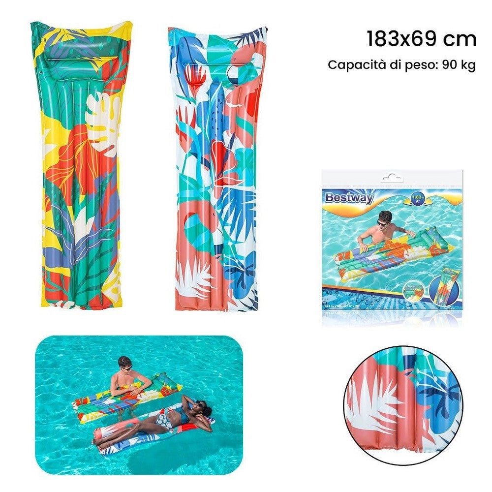 Trade Shop - Materassino Gonfiabile Air Mat Multicolor 2 Tubi 183 X 69 Cm Fantasie Ass. 44033 -