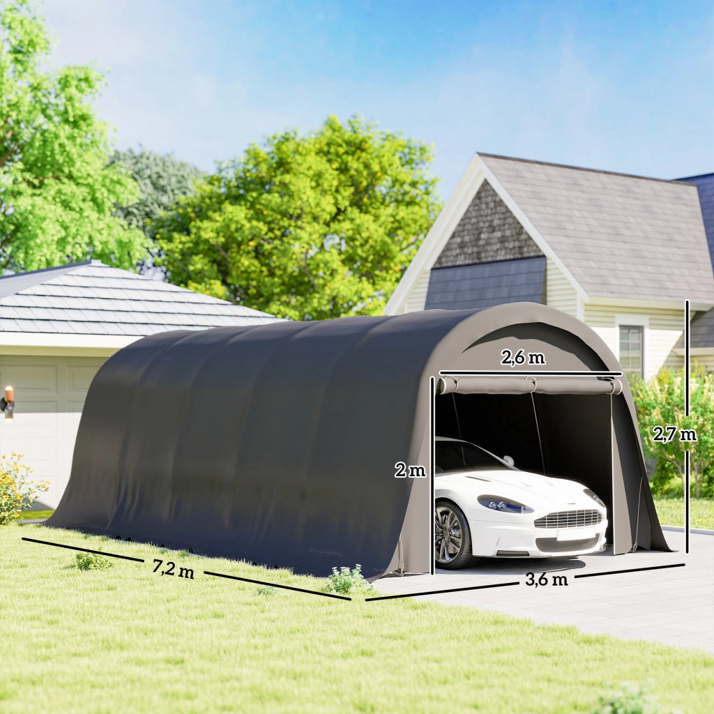 Tenda garage auto 3,6x7,2m ¨C Xylo ¨C grigio scuro con pareti laterali rimovibili