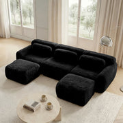 Divano modulare angolare a U in tessuto plush 291x179x73 cm; nero