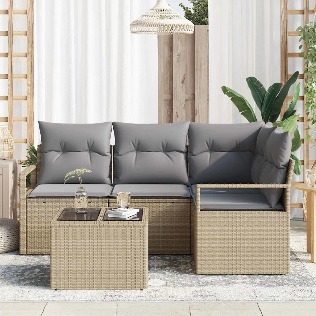 Set di divani 5 pcs Beige polyrattan