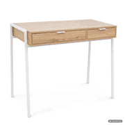 Scrivania industriale per computer Rovere Artisan ZENTIA 100 cm 2 cassetti gambe bianche