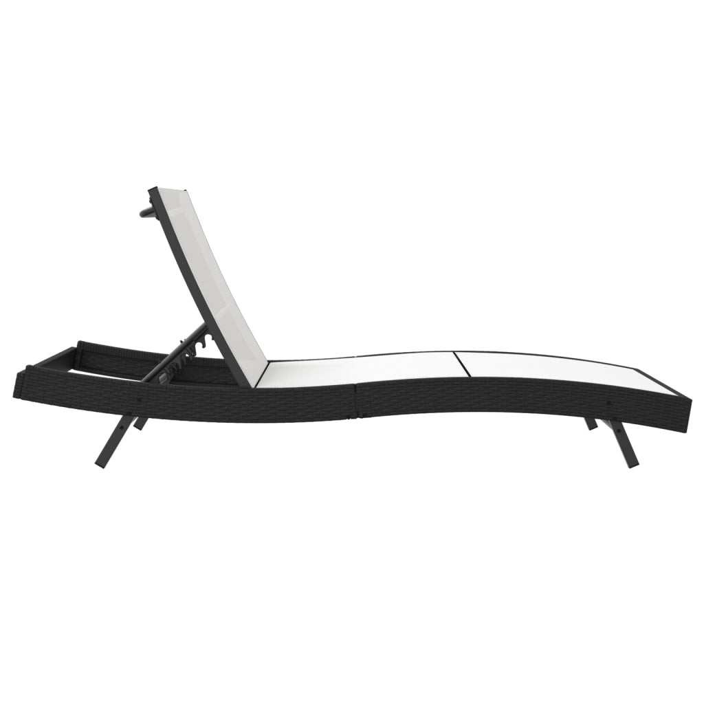 Lettino Prendisole Nero Rattan e Textilene