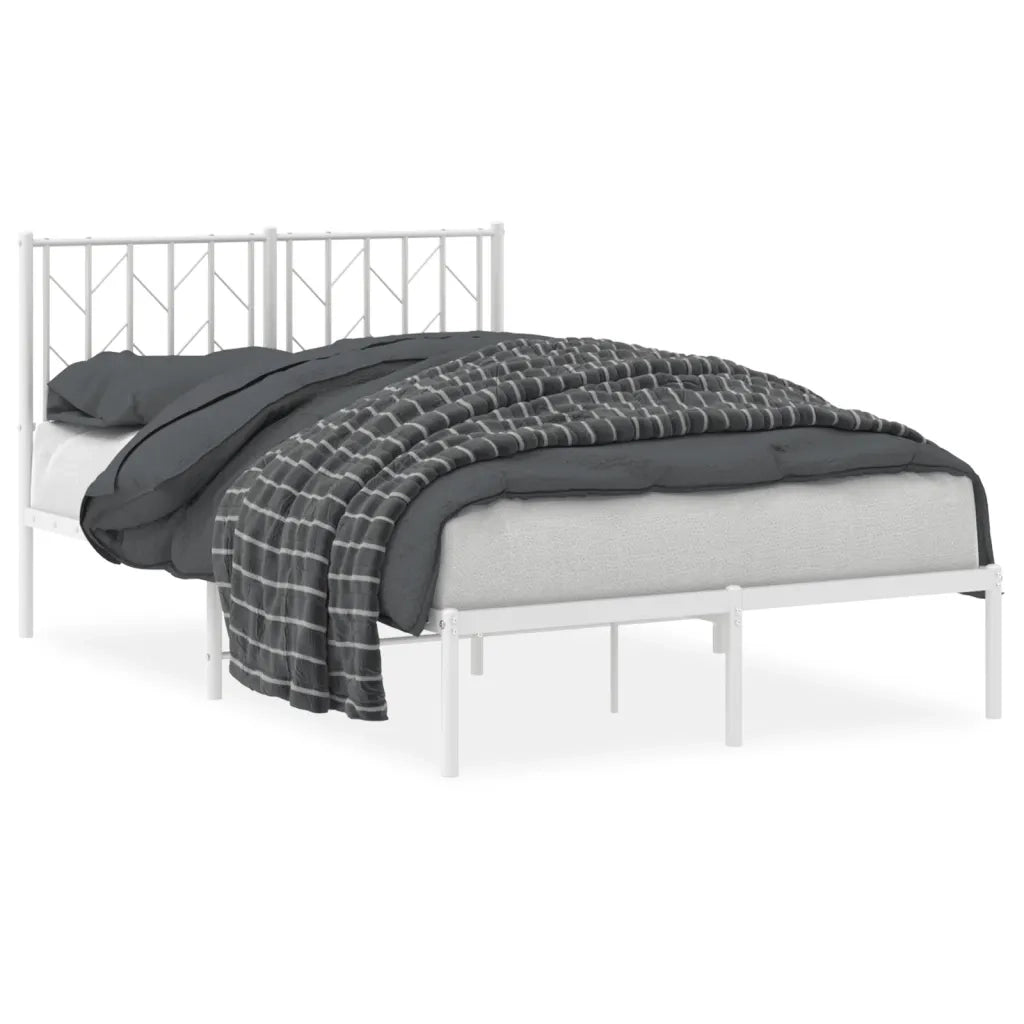 Letto matrimoniale | Letto per adulti | Giroletto con Testiera Metallo Bianco 120x190 cm